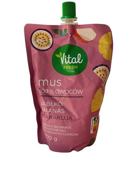 Пюре без сахара Vital Яблоко Ананас Маракуйя 200г 5822023 фото