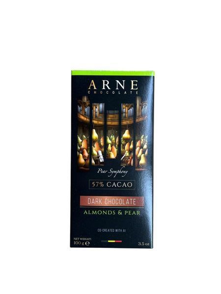 Шоколадка ARNE чорний 57% 100г Мигдаль і груша 5513348 фото